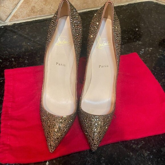 Christian Louboutin Gold studded 6 inches pumps - Picture 2 of 12